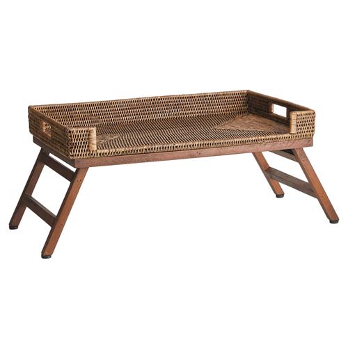 Neriya Coastal Beach Brown Rattan Handwoven Lap Tray Table