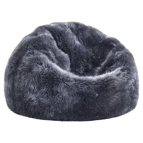 Shiloh Modern Steel Grey Long Wool Sheepskin Fur Beanbag