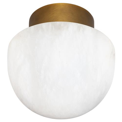 Parker Modern Natural Alabaster Stone Brass Steel Flush Mount