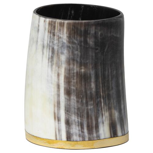 Troy Natural Horn Polished Brass Decorative Table Vase - Small