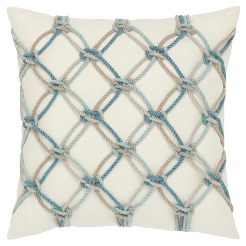 Cara Coastal White Rope Indoor Outdoor Throw Pillow - 20x20