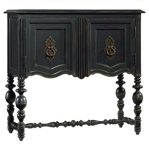Charles French Country Distressed Black Wood Sideboard