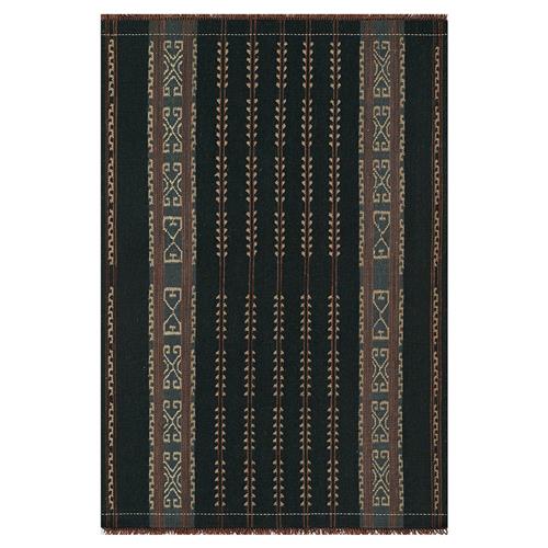 Bughaw Global Bazaar Dark Blue Wool Tribal Patterned Rug - 5&#39;x8&#39;