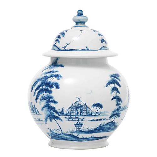Juliska Country Estate Garden Follies Delft Blue Ceramic Decorative Ginger Jar