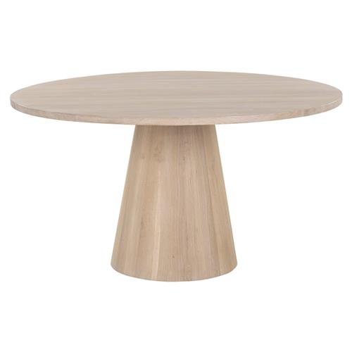 Gohan Rustic Lodge Light Brown Oak Wood Round Pedestal Dining Table - 54&quot;W