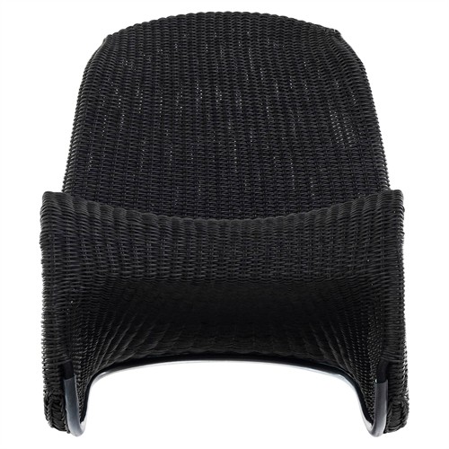 Ivanna Coastal Beach Black Woven Wicker Outdoor Rocking Chair