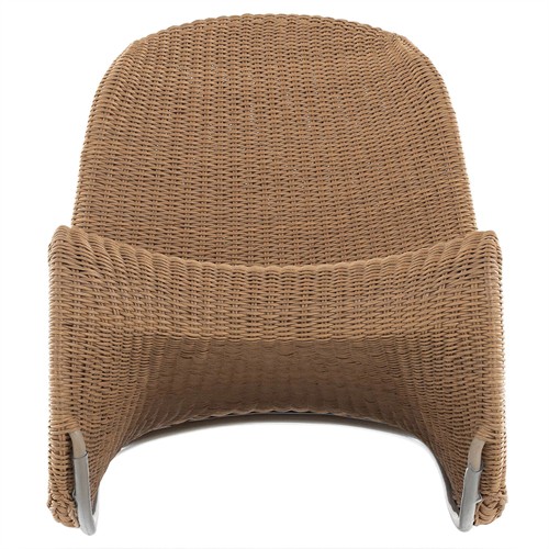 Ivanna Coastal Beach Brown Woven Wicker Outdoor Rocking Chair