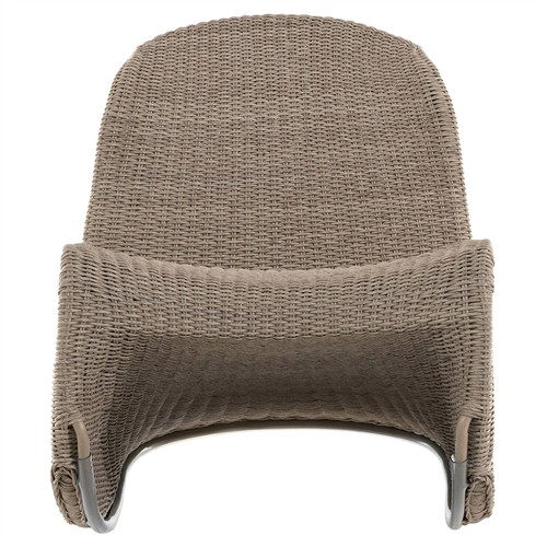 Ivanna Coastal Beach Beige Woven Wicker Outdoor Rocking Chair