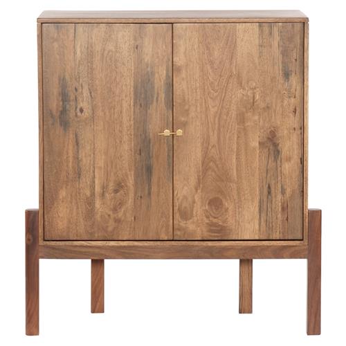 Rissa Mid Century Modern Brown Acacia Wood 2 Door Bar Cabinet