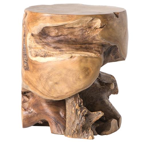 Kaili Global Bazaar Aged Natural Teak Wood Outdoor Side End Table