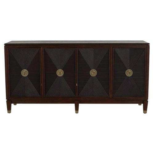 Saffron Modern Classic Dark Brown Oak Wood Ribbed Media Cabinet - 73&quot;W