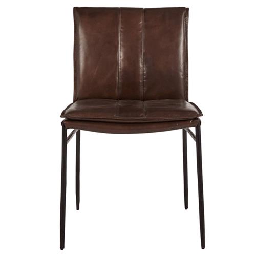 Marissa Industrial Brown Upholstered Leather Iron Frame Dining Chair - Set of 2