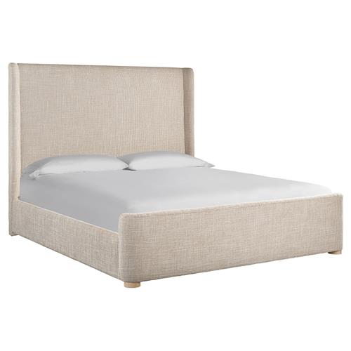Noelle Modern Beige Upholstered Light Brown Wood Frame Bed - Queen