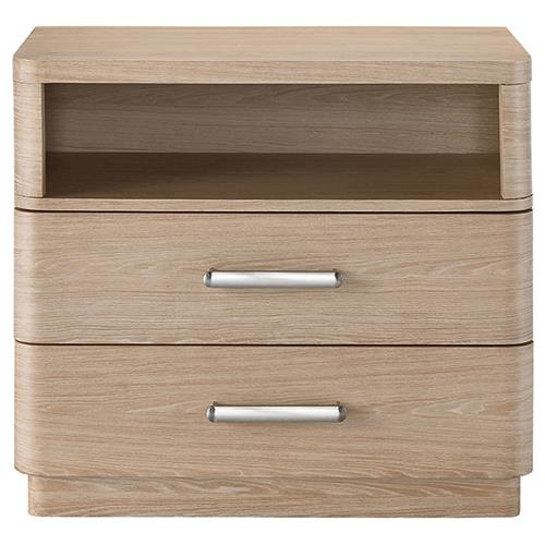 Noelle Modern Classic Light Brown Wood 2 Drawer Nightstand