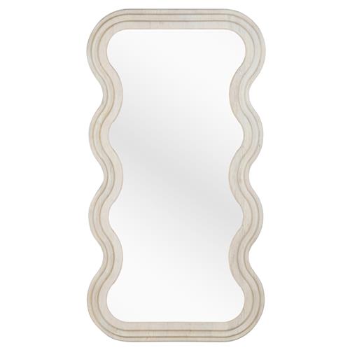 Stella Modern Classic White Wood Stepped Frame Rectangular Wavy Floor Mirror