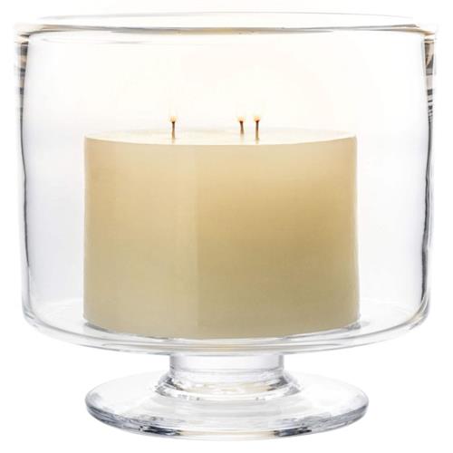 Simon Pearce Nantucket Modern Classic Glass Low Hurricane Candleholder