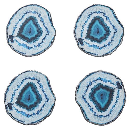 Marine Coastal Beach Blue Acrylic Coaster - Set of 4