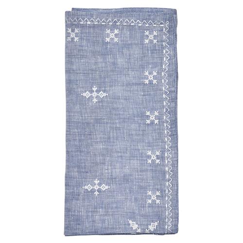 Fez Global Bazaar Blue Linen Napkin - Set of 4