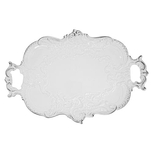 Finezza Global Bazaar Antique White Ceramic Baroque Tray
