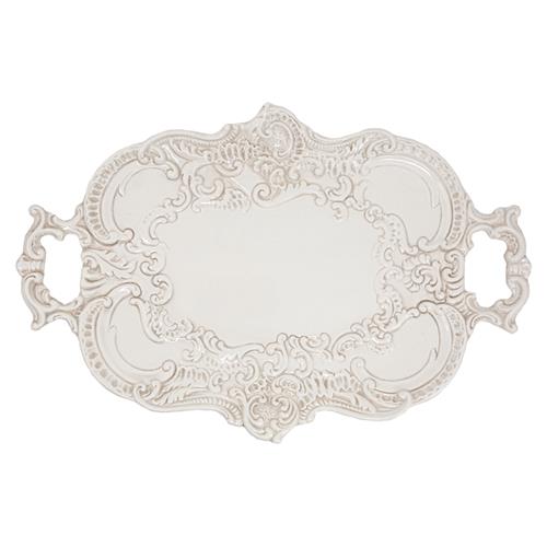Finezza Global Bazaar Cream Ceramic Baroque Tray