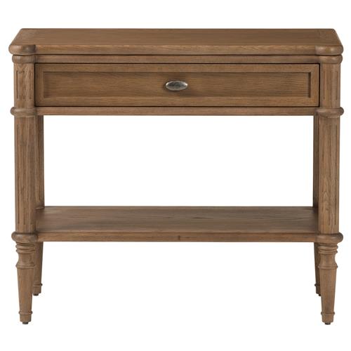 Tacorey Rustic Lodge Brown Solid Oak Wood 1 Drawer Nightstand