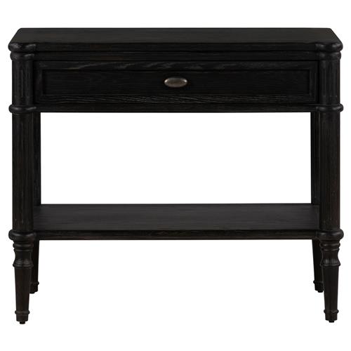 Tacorey Rustic Lodge Black Solid Oak Wood 1 Drawer Nightstand