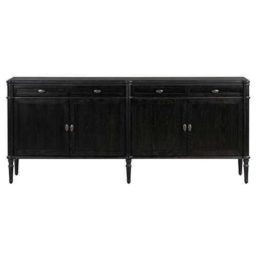 Tacorey Rustic Lodge Black Solid Oak Wood 4 Drawer 4 Door Sideboard