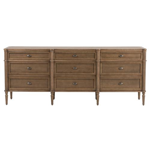 Tacorey Rustic Lodge Brown Solid Oak Wood 9 Drawer Dresser