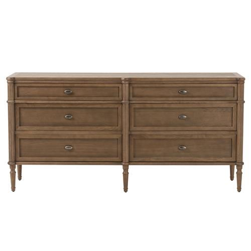 Tacorey Rustic Lodge Brown Solid Oak Wood 6 Drawer Double Dresser
