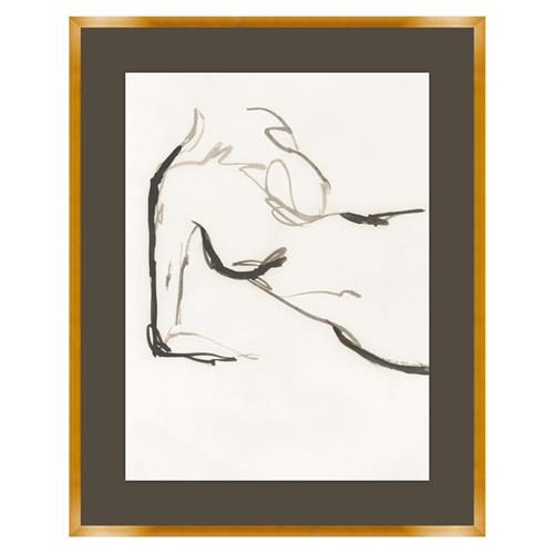 Aurora Modern White Portrait Gold Frame Women Curves Illustration I - 30x24