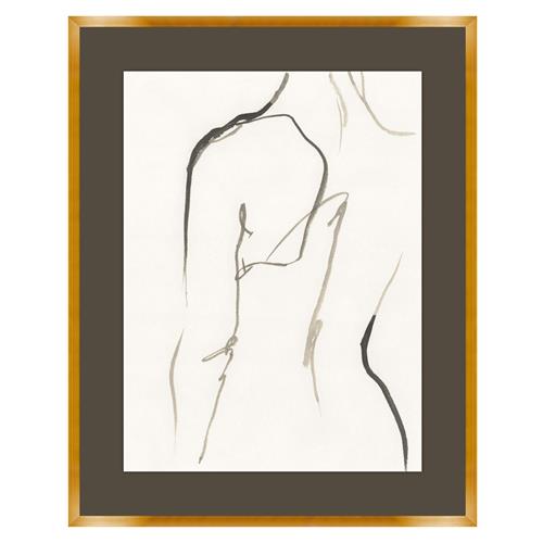 Aurora Modern White Portrait Gold Frame Women Curves Illustration II - 30x24