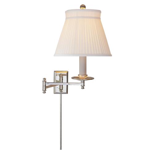 Visual Comfort Dorchester Polished Nickel Silk Pleated Shade Swing Arm Sconce