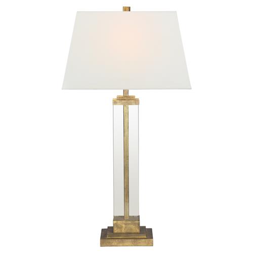 Visual Comfort Wright Modern Gilded Iron Glass Linen Shade Buffet Table Lamp