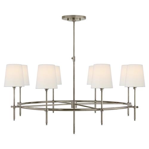 Visual Comfort Bryant Modern Antique Nickel Linen Shade Ring Chandelier