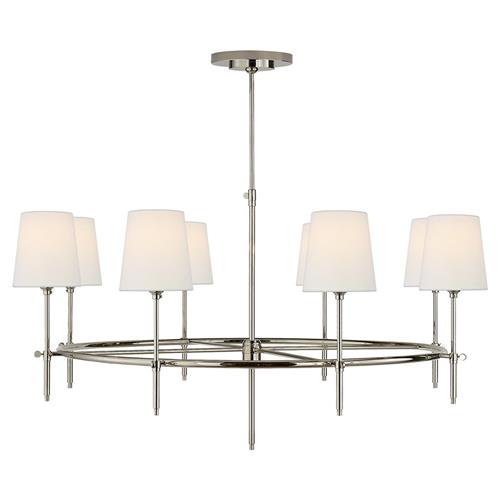 Visual Comfort Bryant Modern Polished Nickel Linen Shade Ring Chandelier
