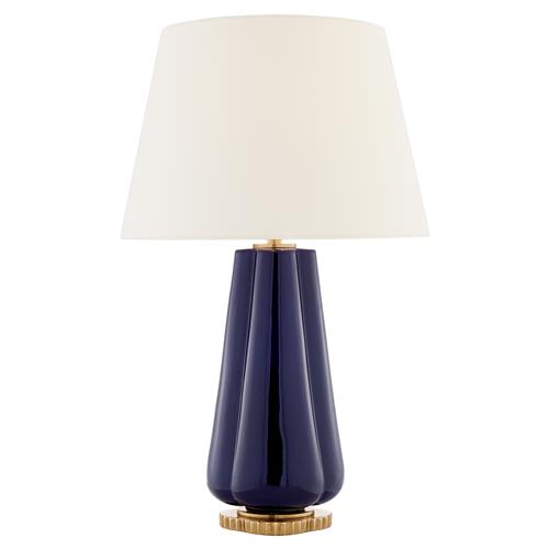 Visual Comfort Penelope Regency Denim Porcelain Linen Shade Table Lamp