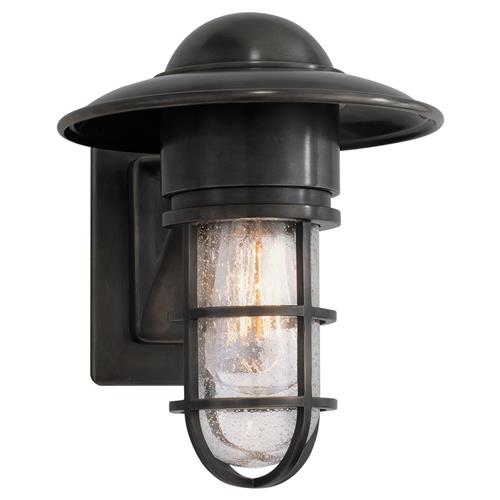 Visual Comfort Marine Industrial Bronze Seeded Glass Outdoor Armed Wall Sconce