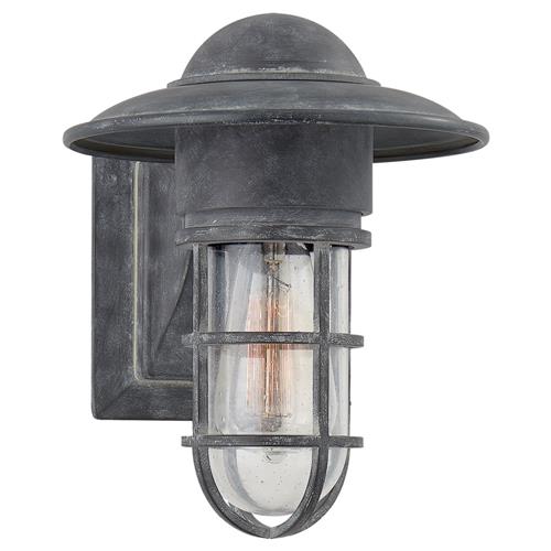 Visual Comfort Marine Industrial Zinc Seeded Glass Outdoor Armed Wall Sconce