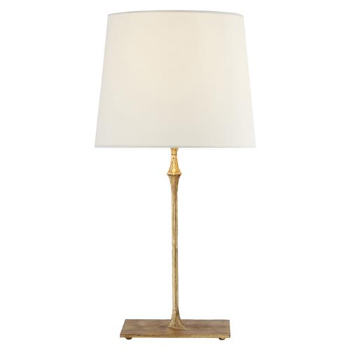 Visual Comfort Dauphine Modern Gilded Iron White Linen Shade Bedside Table Lamp
