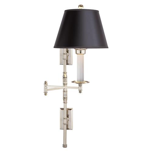 Visual Comfort Dorchester Black Shade Polished Nickel Double Swing Arm Sconce