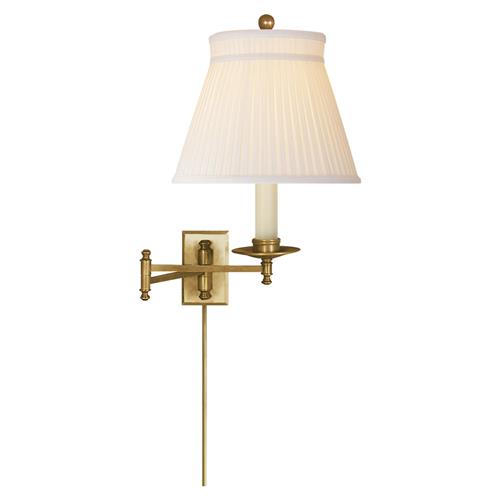 Visual Comfort Dorchester Burnished Brass Silk Pleated Shade Swing Arm Sconce