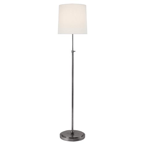 Visual Comfort Bryant Modern Antique Silver Metal Linen Shade Floor Lamp