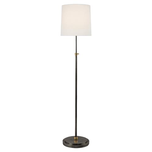 Visual Comfort Bryant Modern Bronze Antique Brass Linen Shade Floor Lamp