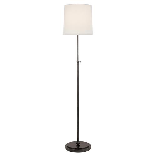 Visual Comfort Bryant Modern Bronze Metal Linen Shade Floor Lamp