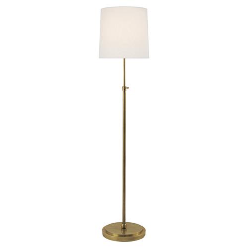 Visual Comfort Bryant Modern Antique Brass Linen Shade Floor Lamp