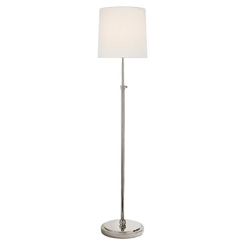 Visual Comfort Bryant Modern Polished Nickel Linen Shade Floor Lamp