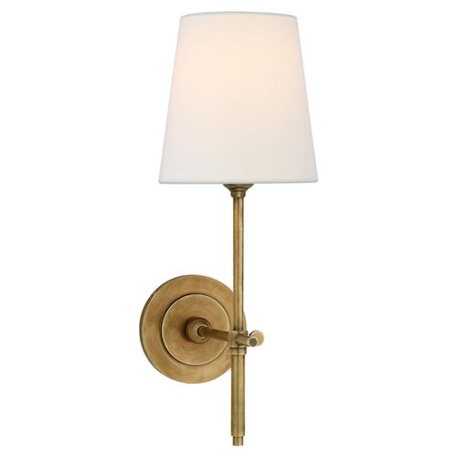 Visual Comfort Bryant Modern Antique Brass Linen Shade Sconce - Small