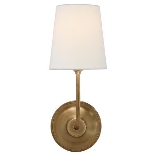 Visual Comfort Vendome Modern Antique Brass Linen Shade Single Armed Wall Sconce