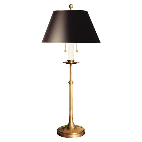 Visual Comfort Dorchester Regency Burnished Brass Black Shade Table Lamp