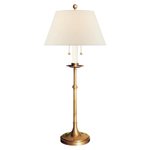 Visual Comfort Dorchester Regency Burnished Brass Linen Shade Table Lamp
